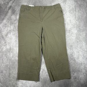 Vintage Talbots Women 14 Olive Green Stretch Cropped Chino Trousers Pants Preppy